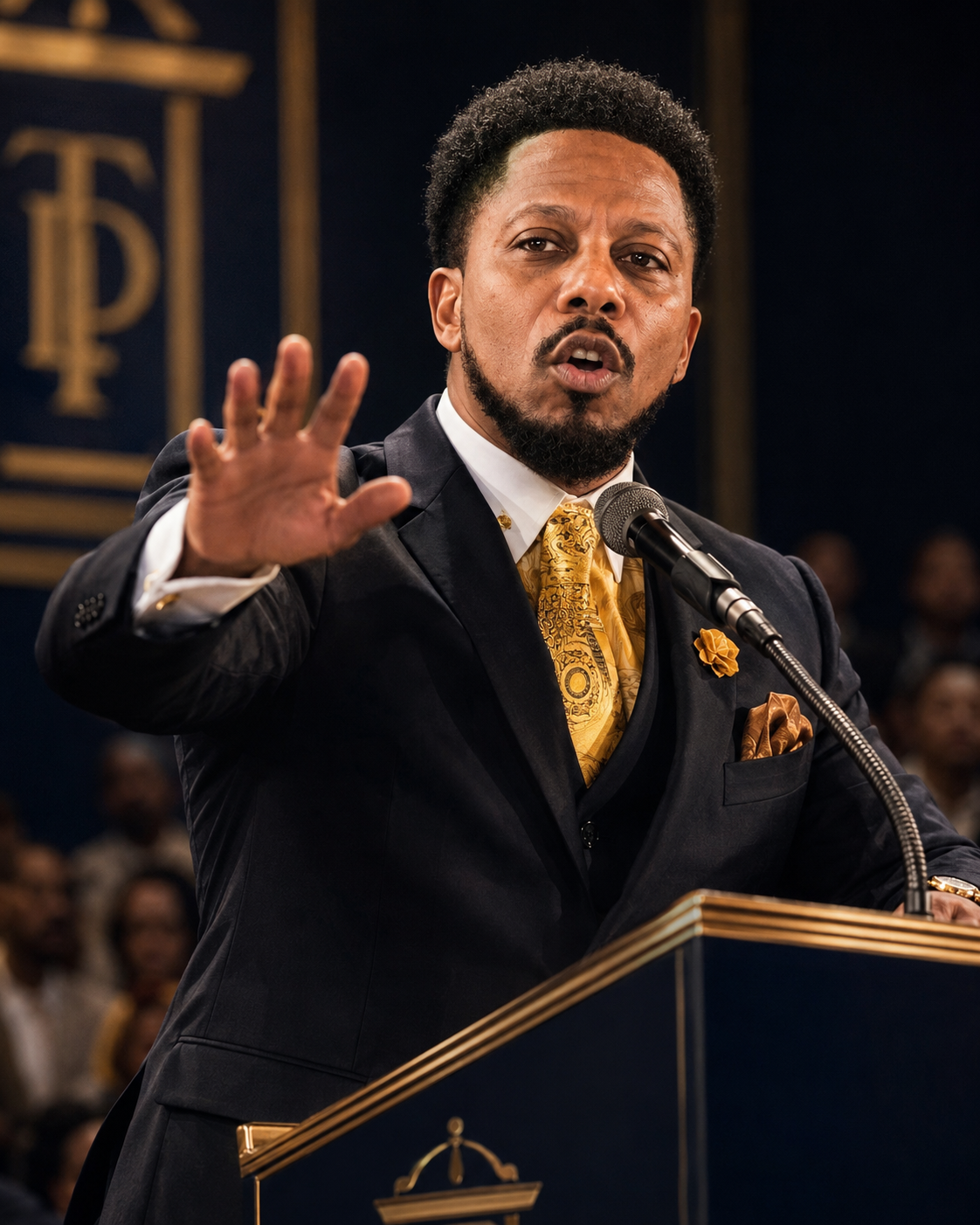 Pastor Tyrone Simpson preaching from the pulpit of The Pulpit & The People
